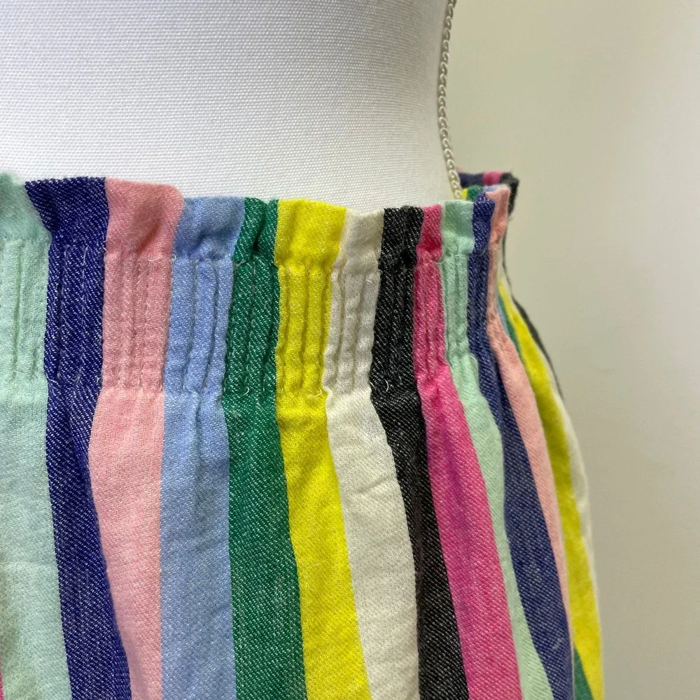 J.Crew Multi Color Striped Linen Blend Paperbag Waist Mini Skirt Size 8